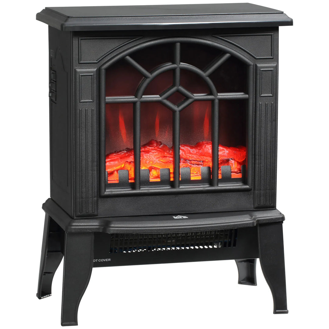 Compact black electric stove with arched glass window