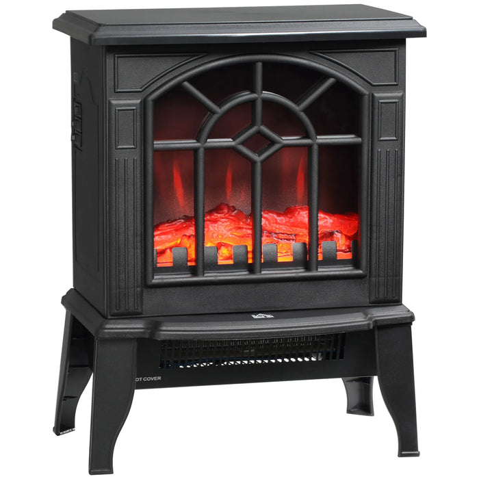 Hendrano Compact Electric Fireplace Stove with Arched Glass Window