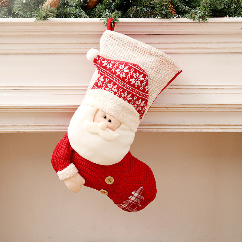 Knitted Christmas Stocking with Santa or Snowman Design