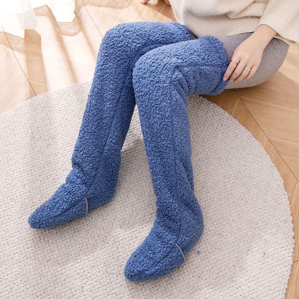 Fuzzy lilac over-the-knee plush socks