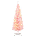 Pink pre-lit slim pencil Christmas tree