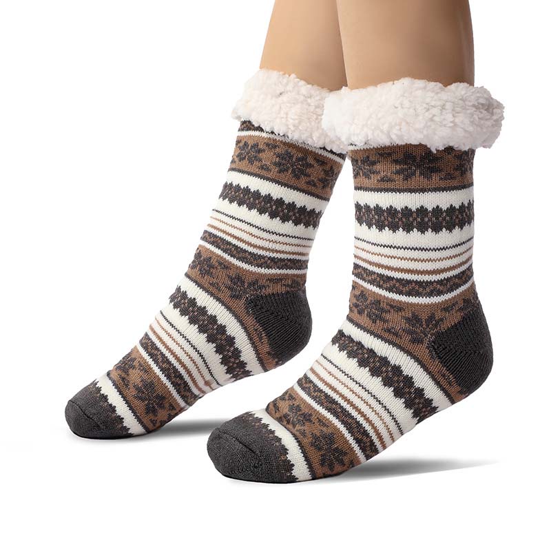 Ultra-Thick Snowflake Slipper Socks with Silicone Grip Soles