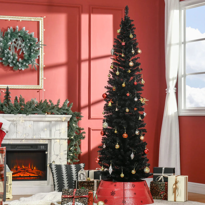 Hendrano Black Pencil Christmas Tree 7 ft, Slim Unlit