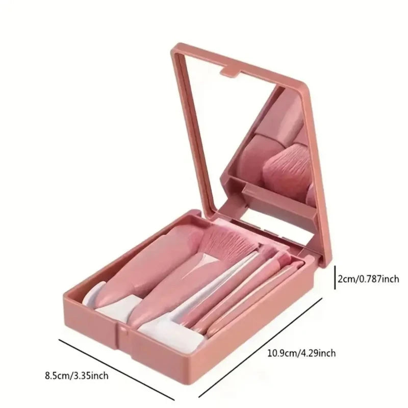Hendrano™ Mini Makeup Brush Set with Mirror in a Compact Case