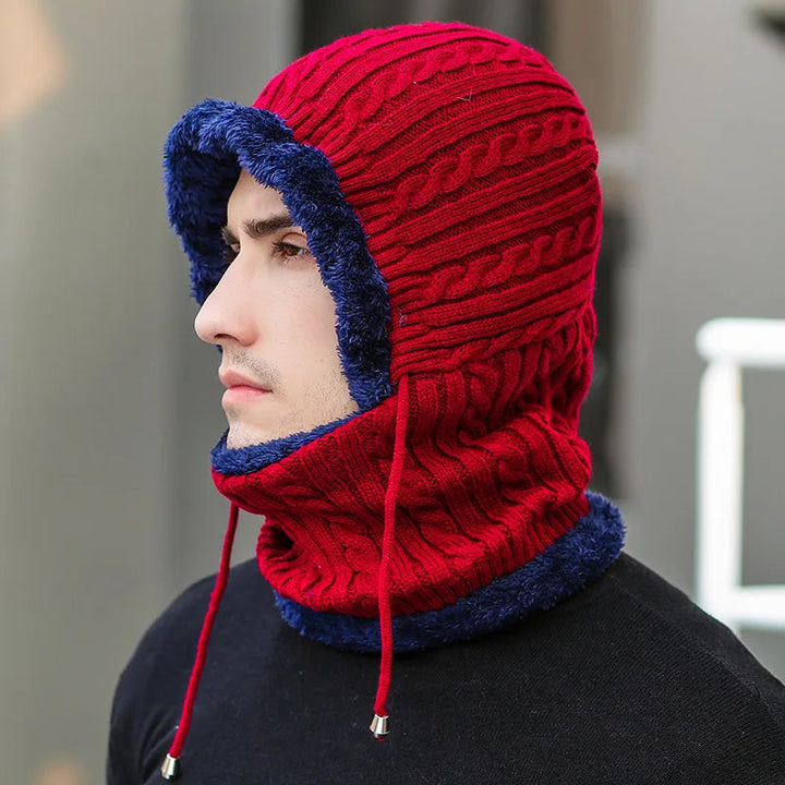 Hendrano™ Knit Balaclava Hat with Attached Scarf and Fleece Lining