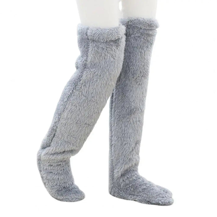 Hendrano™ Long Coral Fleece Lounge Socks with Fold-Back Foot Opening