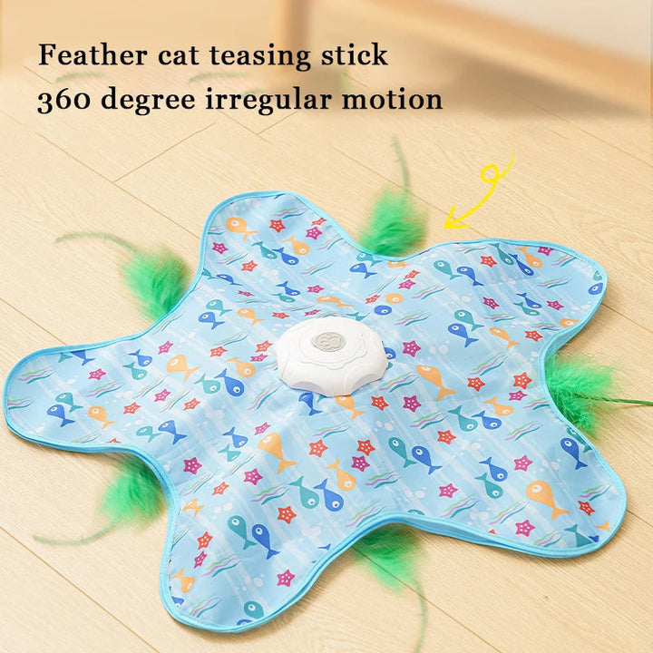 Interactive Hide and Seek Cat Toy with Moving Feather
