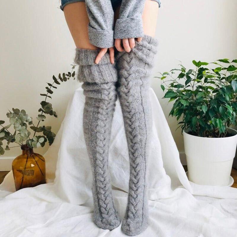 Hendrano™ Hand-Knitted Long Knee Socks in Soft Ribbed Knit