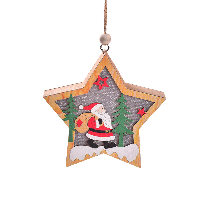 Hendrano™ Wooden Christmas Tree Hanging Light Box with Twine Loop