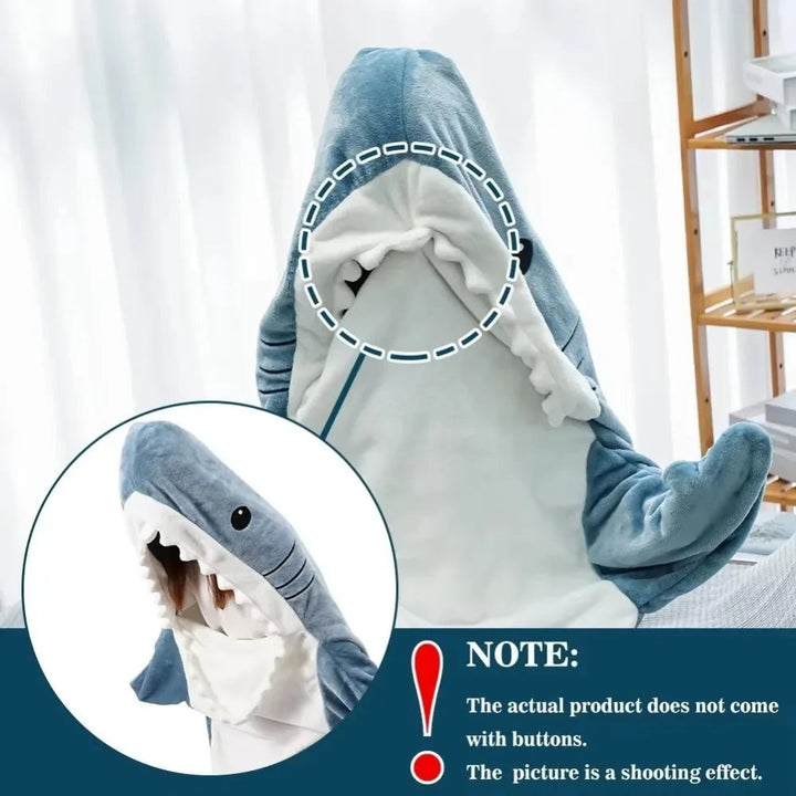 Hendrano™ Soft Flannel Shark Hoodie Blanket with Leg Wrap