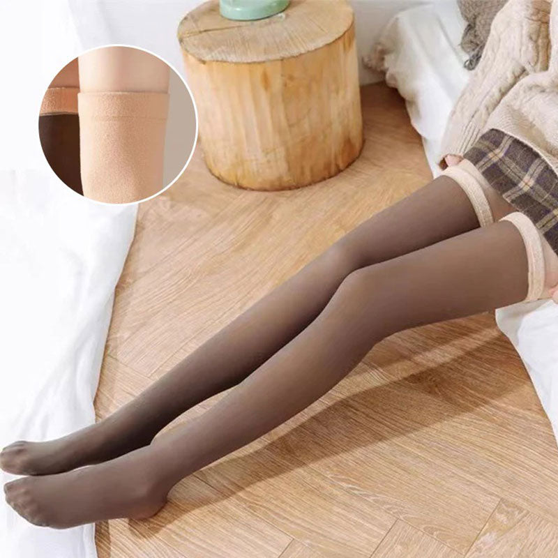 Thick Fleece-Lined Thigh-High Socks That Stay Up