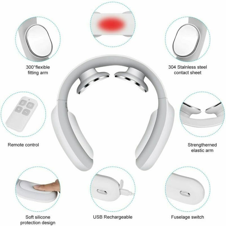 Hendrano™ Cordless Pulse Neck Massager with Heat, 15 Intensities