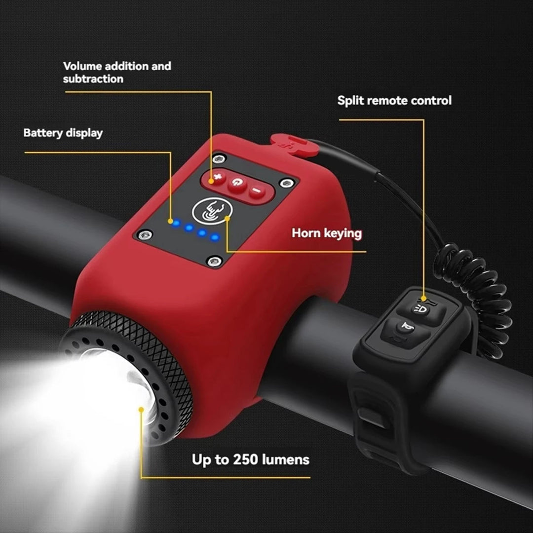 Hendrano™ Bike Horn and Headlight Combo with 110 dB Alarm and Remote