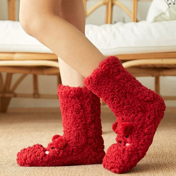 Hendrano™ Cute Bear Fleece Socks with Non-Slip Gripper Sole