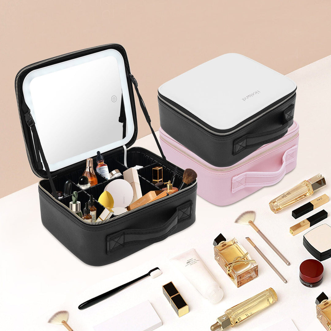 Hendrano™ LED Makeup Bag with Built-In Mirror and 3 Light Settings