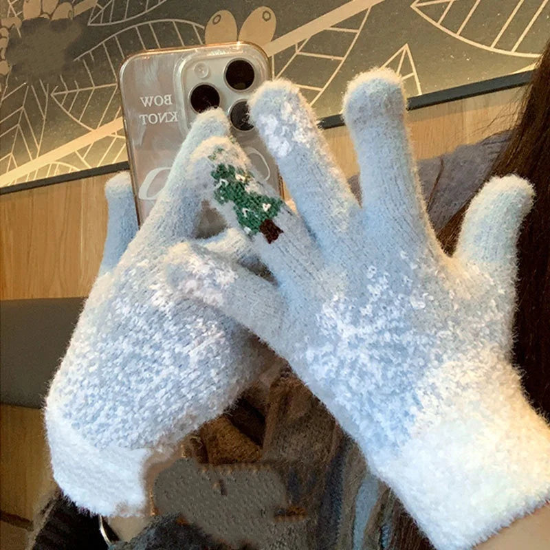 Hendrano™ Festive Fleece-Lined Convertible Fingerless Knit Gloves