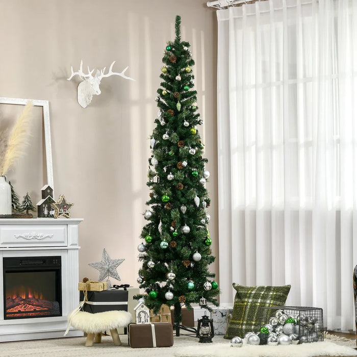 Hendrano 7.5 ft Slim Pencil Christmas Tree with Pine Cones