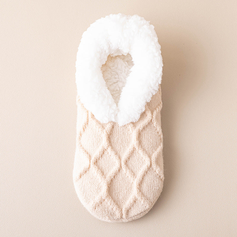 Plush-lined slipper socks with grip dots