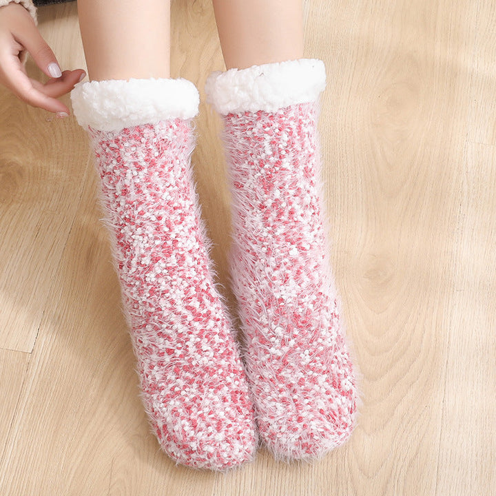 Sherpa-Lined Slipper Socks with Non-Slip Silicone Grippers