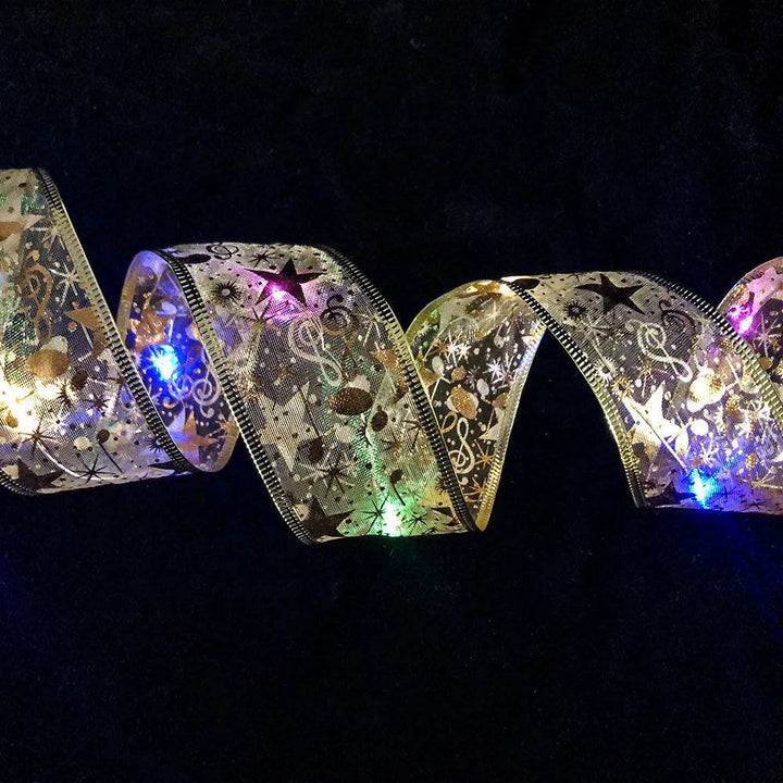 Double-Layer Christmas Ribbon with 50 Built-In LED Lights
