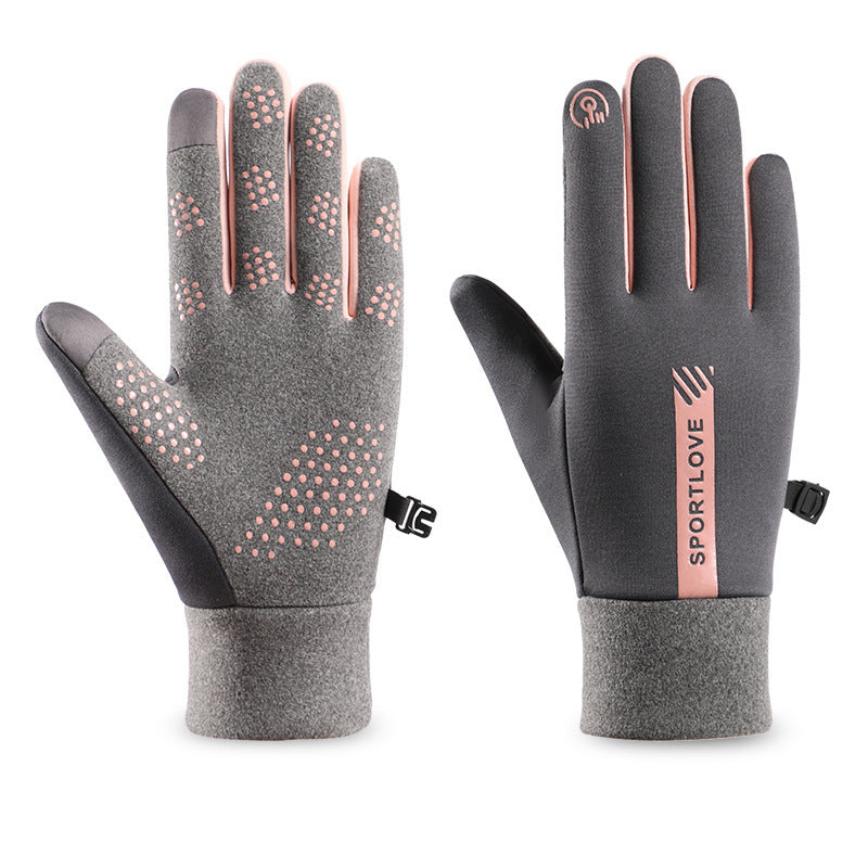 Black water-repellent touchscreen winter gloves