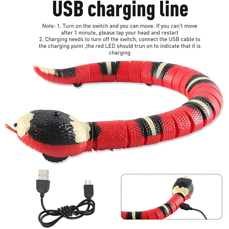 Interactive Robotic Snake Cat Toy with Obstacle Sensors