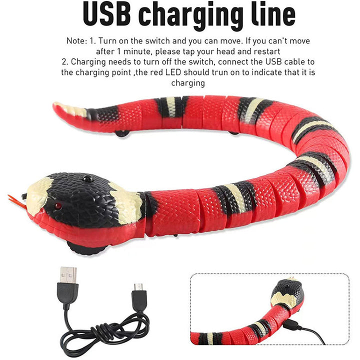 Interactive Robotic Snake Cat Toy with Obstacle Sensors