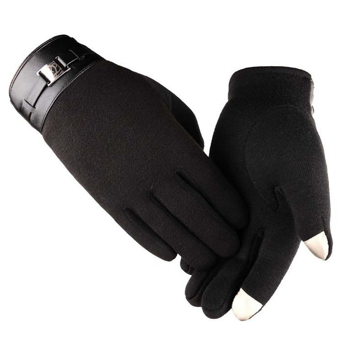 Hendrano Men's Touchscreen Gloves with Buckle Cuff and Plush Lining