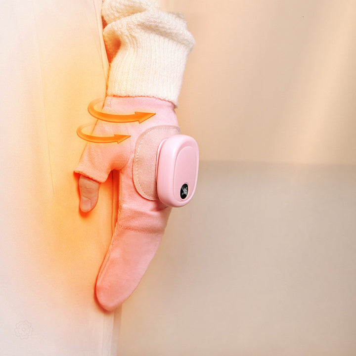 USB heated flip top mittens on hands