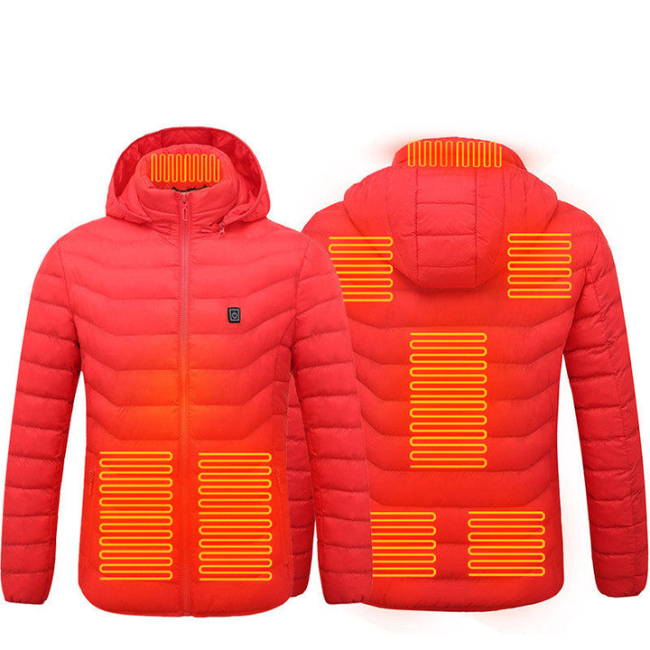Unisex Heated Jacket with 9 Heat Zones &amp; Detachable Hood – Hendrano™