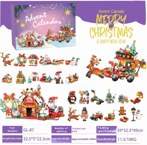 Christmas advent calendar with 24 mini brick building boxes