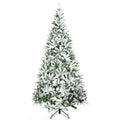 Snow flocked unlit pine Christmas tree