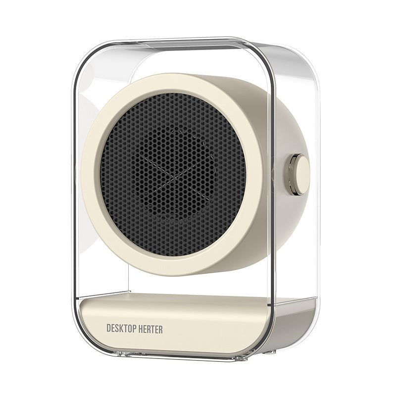 Compact clear desk fan heater in black