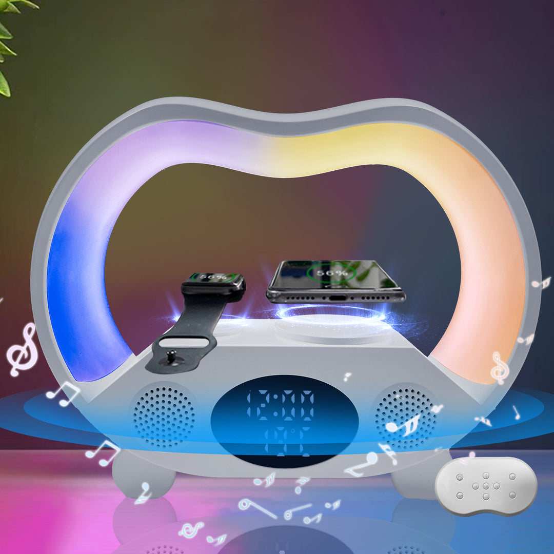 Black smart LED lamp with wireless charger