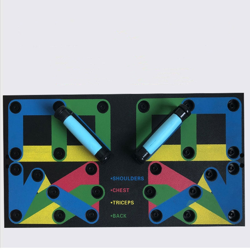 Foldable color-coded push-up board with handles