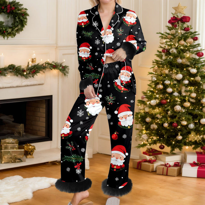 Woman in a red Santa pajama set