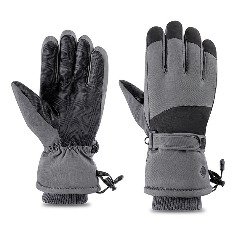 Black and white waterproof ski gloves