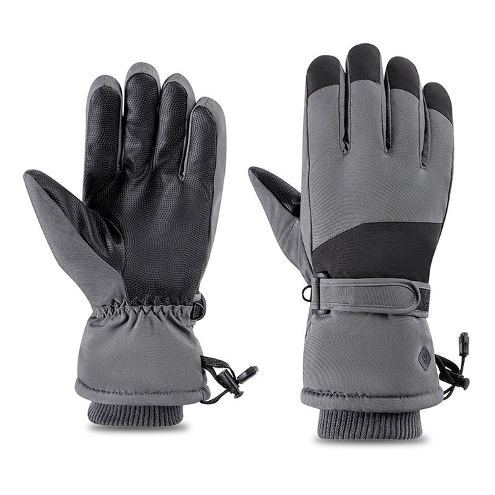 Black and white waterproof ski gloves