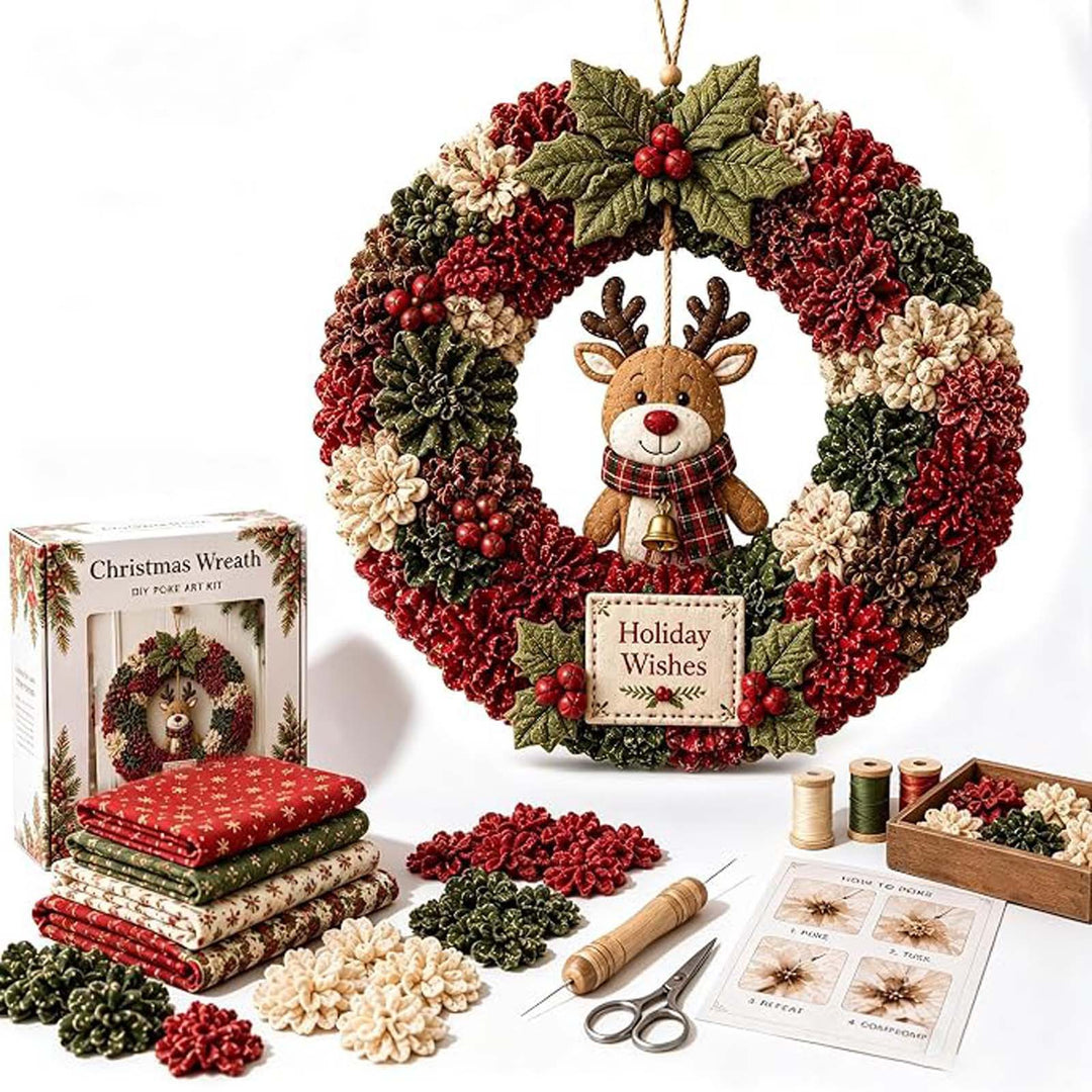 DIY fabric Christmas wreath kit with snowman