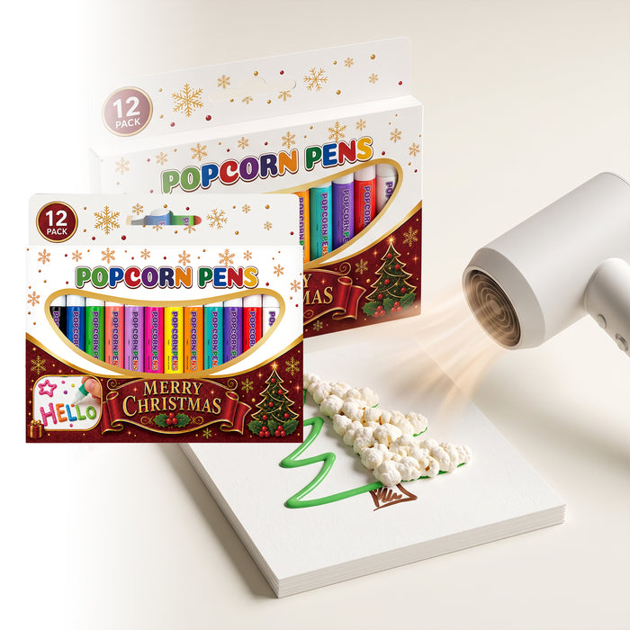 Hendrano Christmas Puffy Paint Pens, 12 Colors with 3D Effect