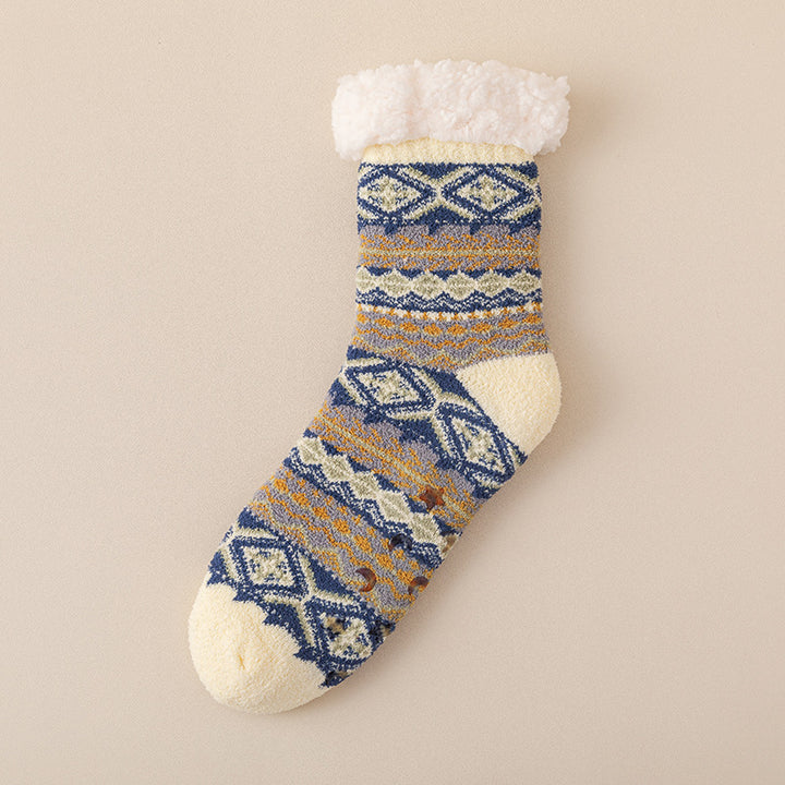 Nordic pattern fleece-lined lounge socks
