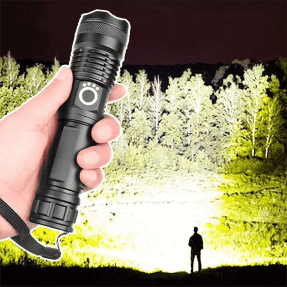 Hendrano™ Rechargeable XHP50 LED Flashlight with Zoom and Battery Indicator