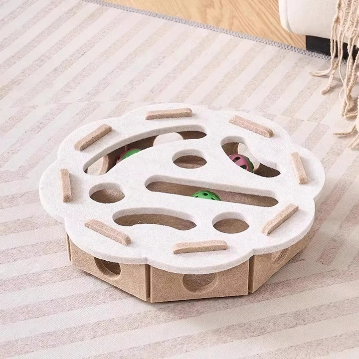 Felt Cat Puzzle Box with Hidden Bells for Indoor Play