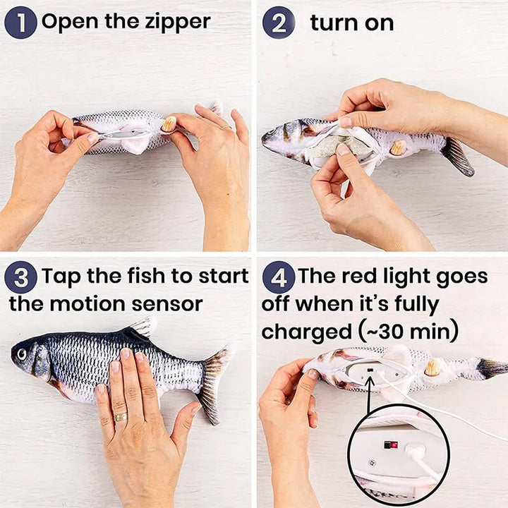 Flopping Fish Cat Toy, USB Rechargeable with Lifelike Wiggle
