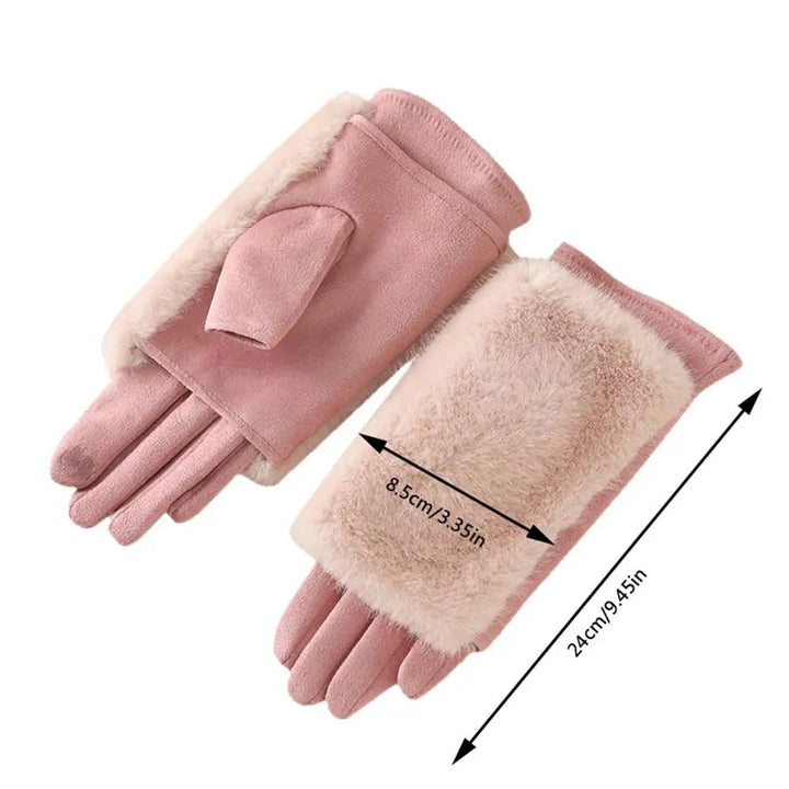 Suede Fur Touch Screen Winter Gloves
