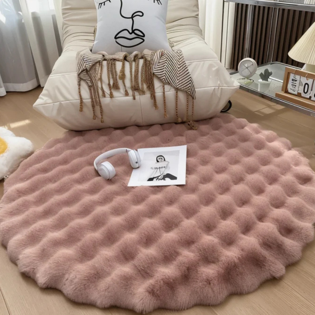 Round Soft Fleece Rug 35 in with Non-Slip Backing