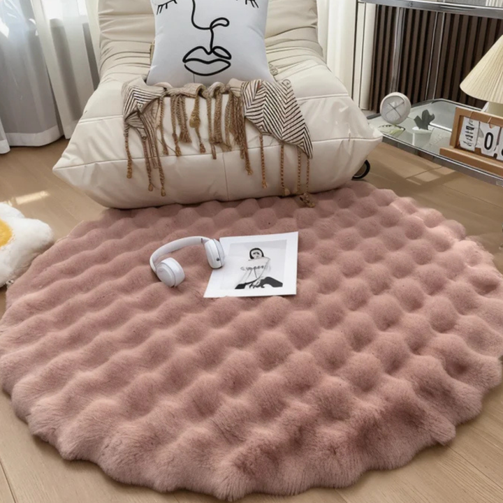 Round Soft Fleece Rug 35 in with Non-Slip Backing