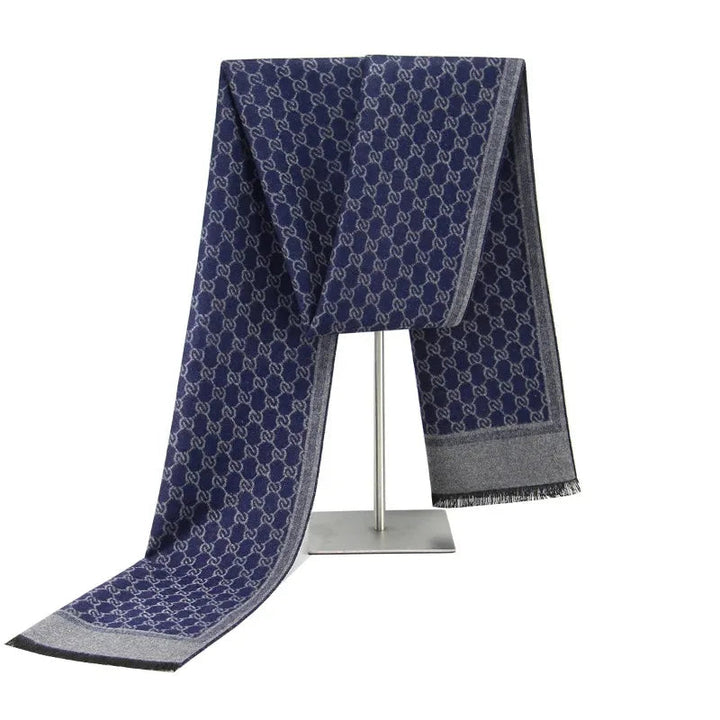 Hendrano™ Wool Blend Winter Scarf with Letter Print and Fringe Trim