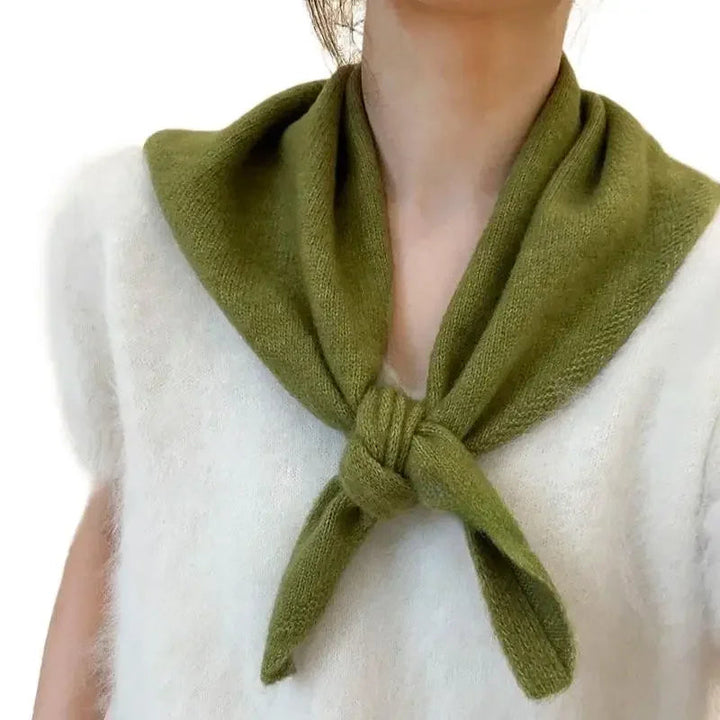 Korean-Style Triangle Knit Scarf for Women – Light &amp; Cozy
