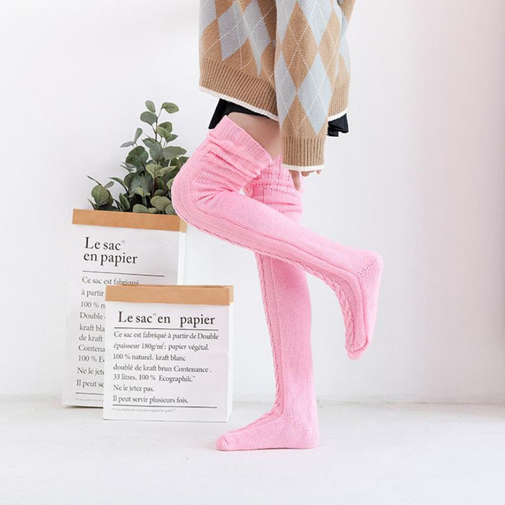 Hendrano™ Hand-Knitted Long Knee Socks in Soft Ribbed Knit